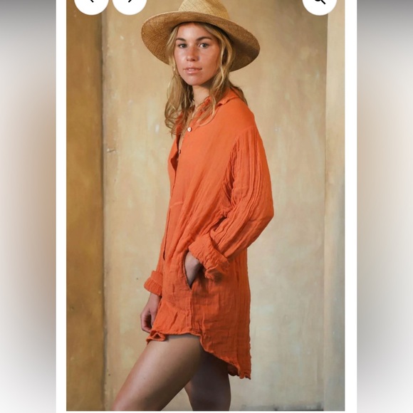 The Skypark Tunic in Tango by Jen's Pirate Booty 100% gauze cotton. Size S - Picture 7 of 10